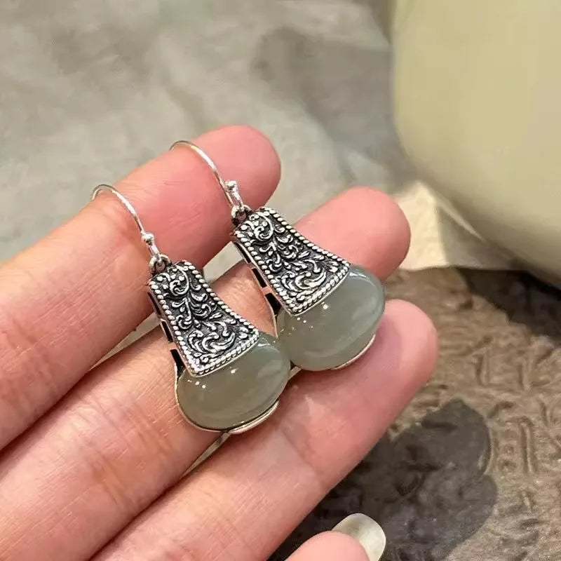 PENDRA Jade Geometry Hoop Earrings