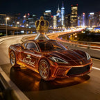 Collectible Crown Royal Style Sports Car Whiskey Decanter, Amber Glass Liquor Bottle for Man Cave & Racing Fan Gifts
