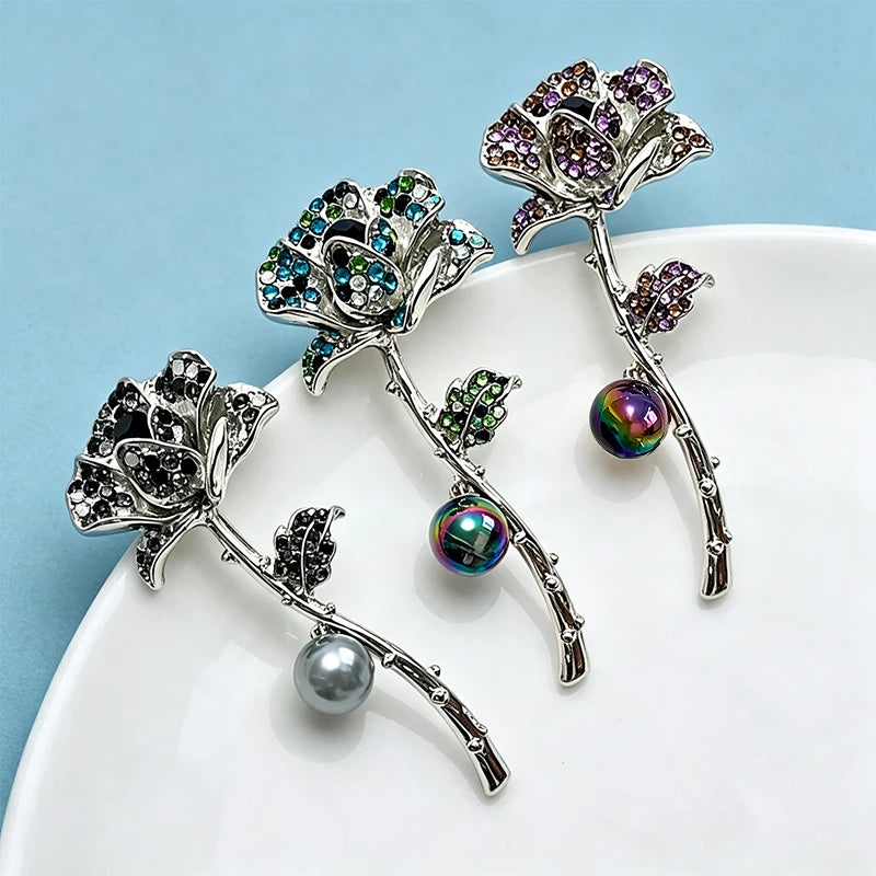 PENDRA Rosalia Rose Flower Brooch