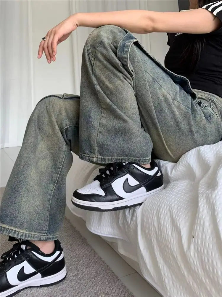 PENDRA Wide Leg Waist Washed Pants
