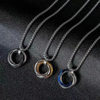 PENDRA Triad Titanium Steel Three-Ring Pendant Necklace