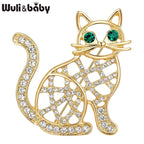PENDRA Hollow Cat Rhinestone Brooch