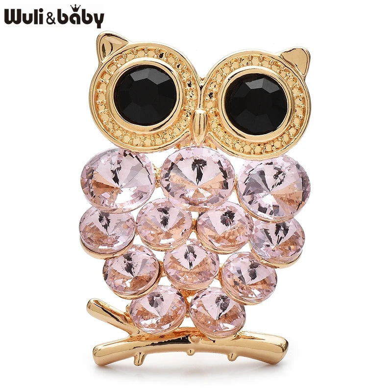 PENDRA Shining Crystal Owl Brooch