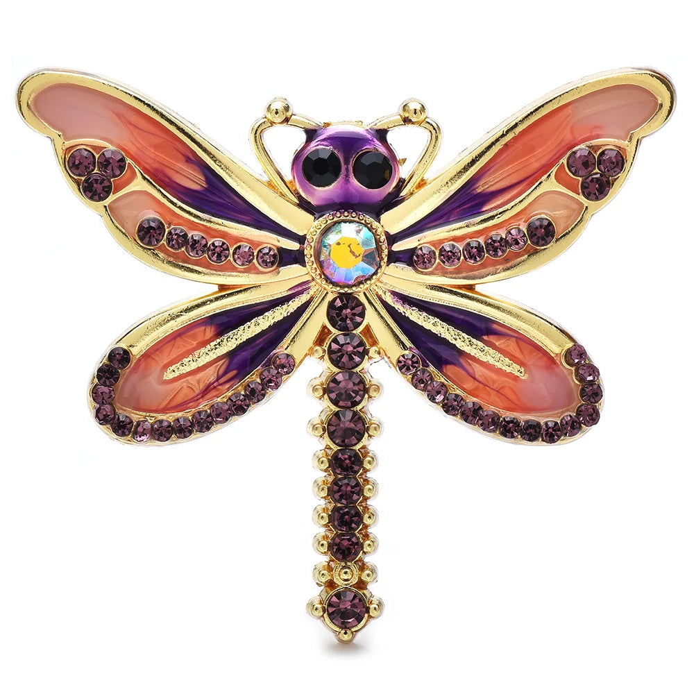 Wuli&baby Cute Dragonfly Brooches Pins For Women Unisex 4-color Enamel Insects Casual Party Badge Pins Gifts