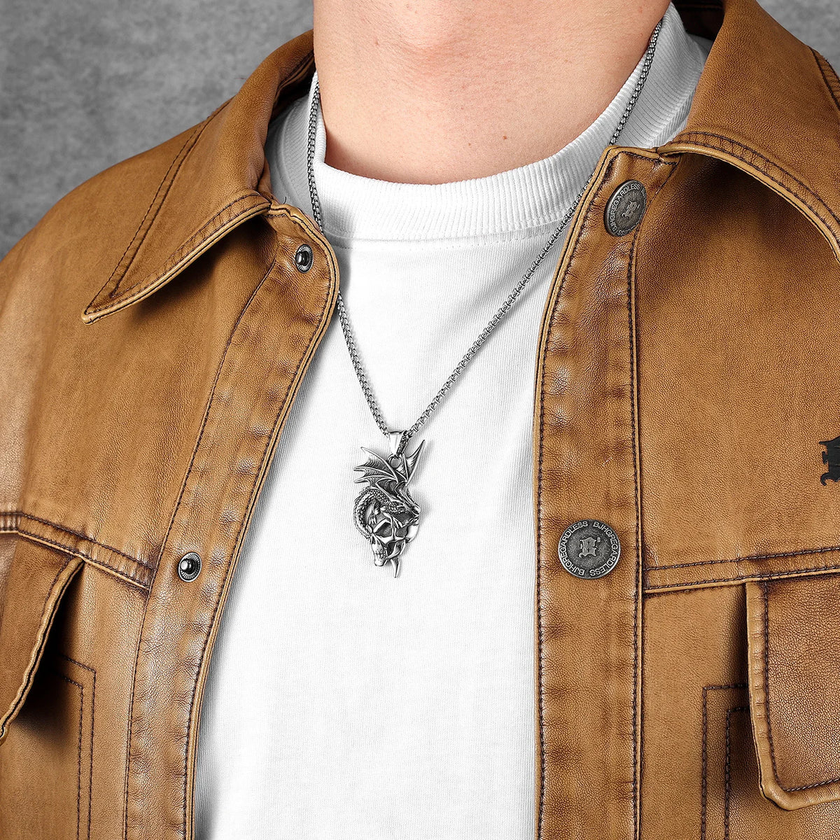 PENDRA Dragon Skull Steel Necklace