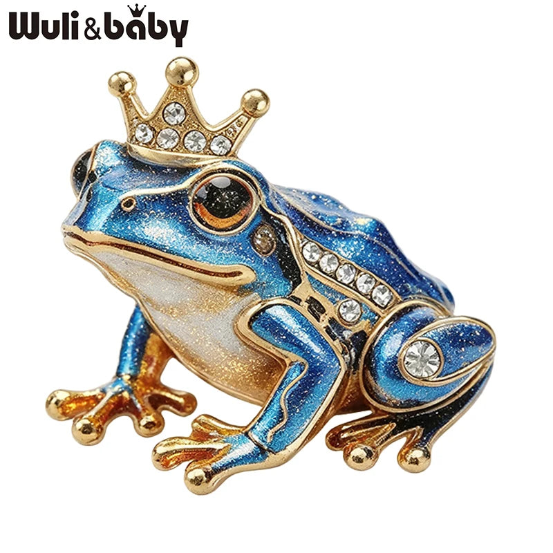 PENDRA Crown Frog Rhinestone Brooch
