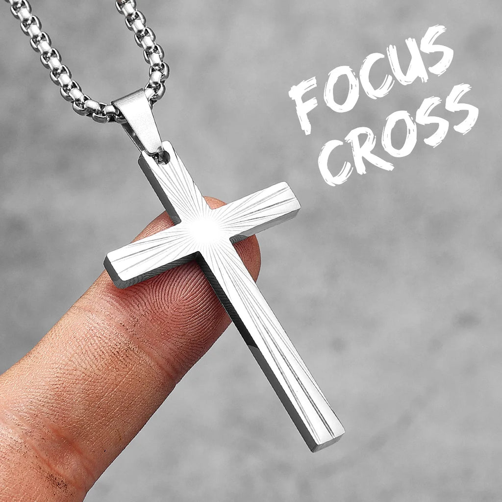 PENDRA Refract Light Cross Steel Necklace