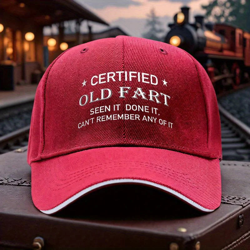 1pc Adjustable Baseball Cap Dad Hat with " Old Fart" Print - Lightweight, Comfortable Polyester cap for Men and Women, Perfect f