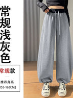 American style sports pants women in autumn and winter 2025 new style thick drawstring color blocking wide leg pants