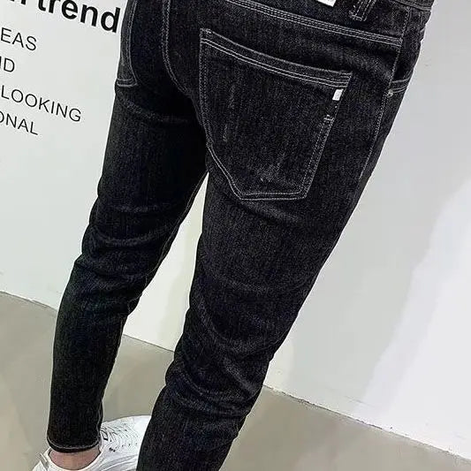 PENDRA Korean Slim Black Jeans