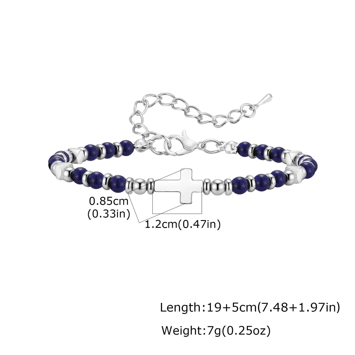 Trendy Men's Natural Stone Beaded Bracelet,Bohemian Cross Charms Chain Wristband,Jewelry Gift for Husband Dad Son