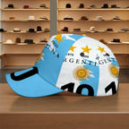 1pc with Argentina Football Fanatic Retro Sporty Style Slight Stretch Leisure Comfort. Print Adjustable Snapback Cap Durable Hea