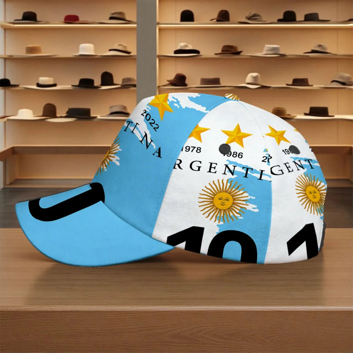 1pc with Argentina Football Fanatic Retro Sporty Style Slight Stretch Leisure Comfort. Print Adjustable Snapback Cap Durable Hea