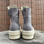 PENDRA Royal Grey Grey Canvas High-Top Zip 6cm Platform Ankle Boots