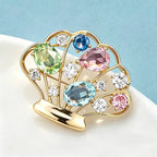 PENDRA Lovely Crystal Seashell Brooch