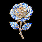 PENDRA Rosette 2-Color Enamel Rhinestone Rose Flower Brooch
