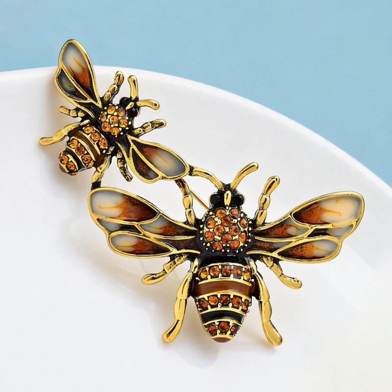 PENDRA Honeywing Rhinestone Bee Brooch