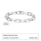 Punk Silver Color Men's Chain Bracelets,Hip Hop Stainless Steel Braided Link Wristband,Classic Metal Jewelry Gift for Him Dad