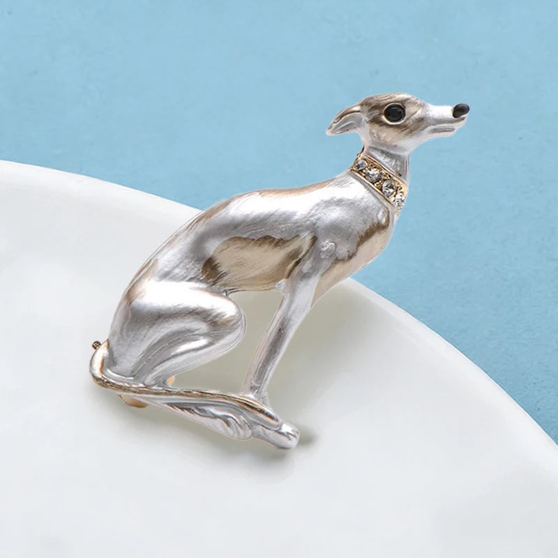 PENDRA Pearl Dog Rhinestone Animal Brooch