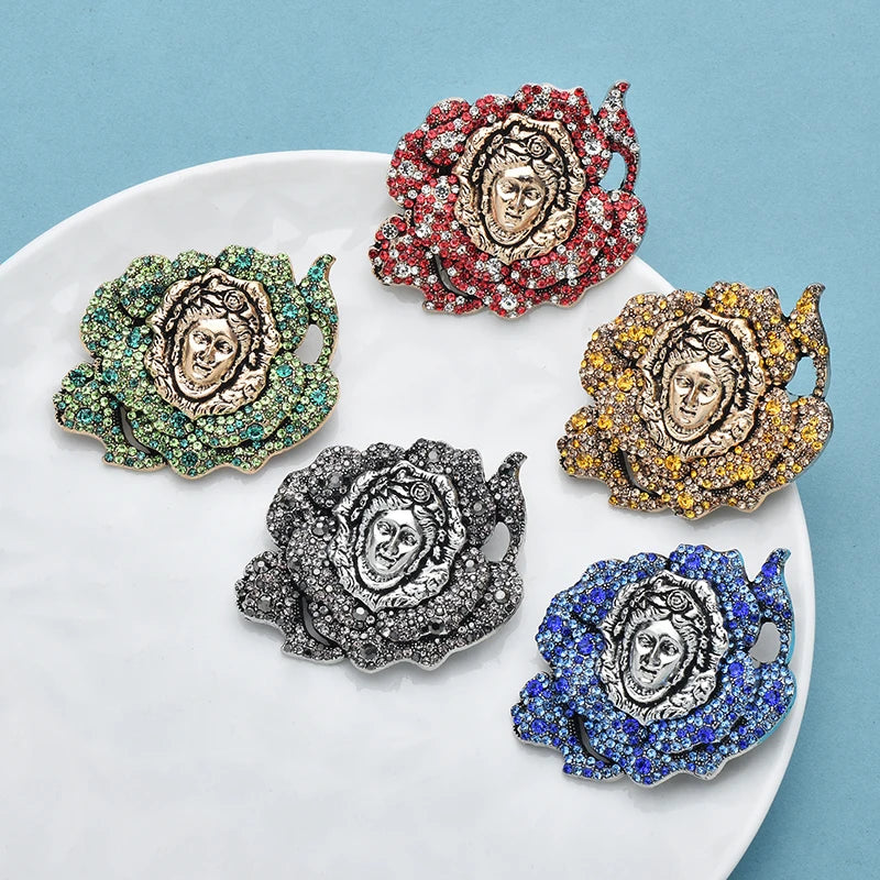 PENDRA Floraface Vintage Flower Face Brooch