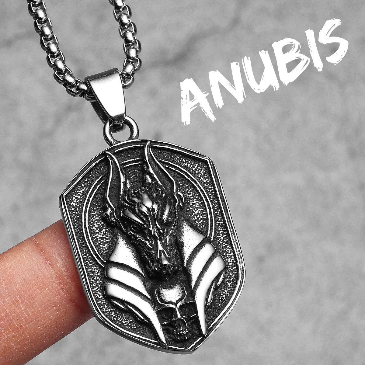 PENDRA Egyptian God Anubis Steel Necklace