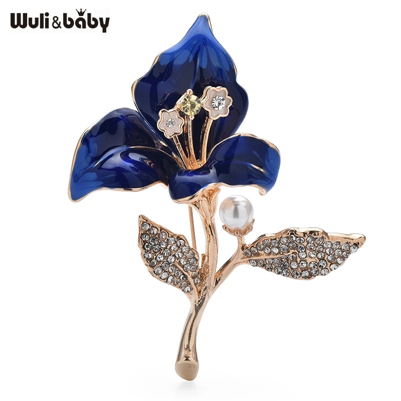 PENDRA Orchidelle Large Enamel Orchid Flower Brooch