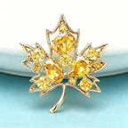 PENDRA Maple Crystal 2-Color Leaf Flower Brooch