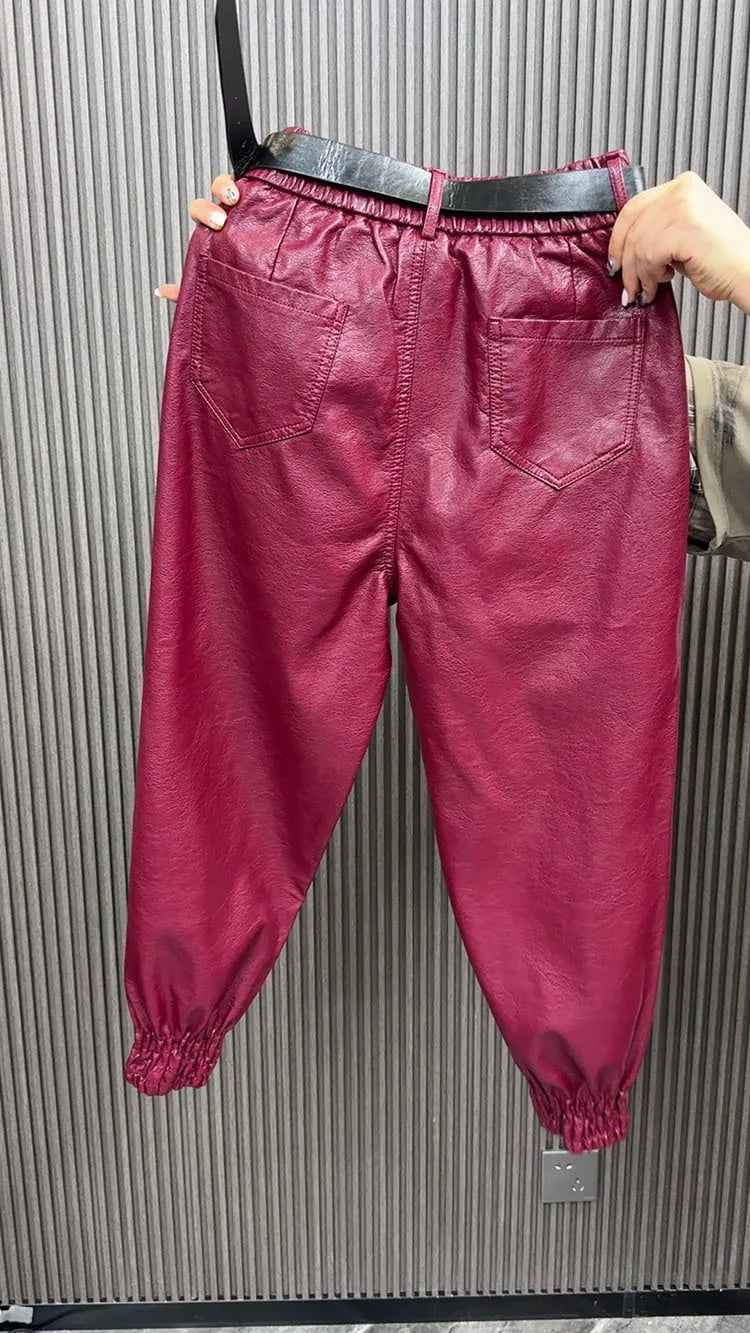 PENDRA PU Leather Warm Pants