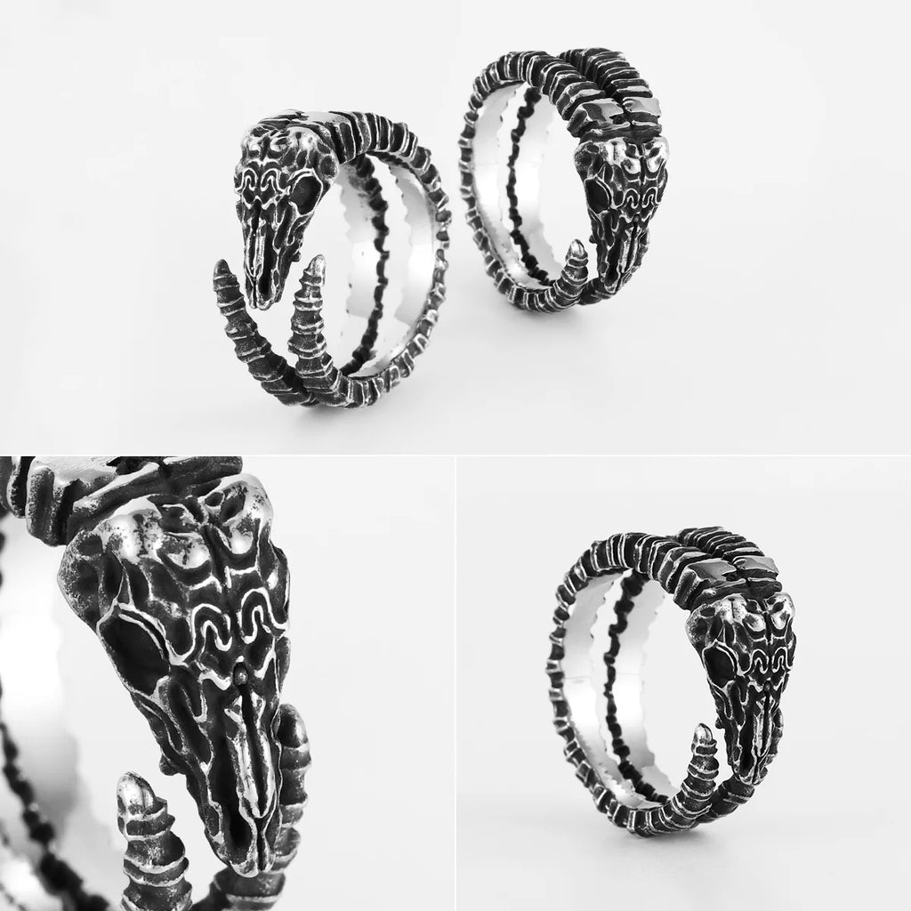 PENDRA Argali Sheep Skull Steel Ring
