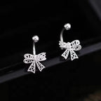 PENDRA Laceheart 925 Sterling Silver Bow Stud Earrings