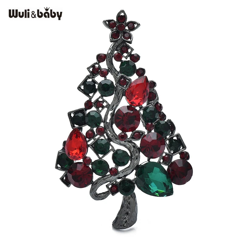 PENDRA Noelina Rhinestone Christmas Tree Brooch