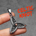 PENDRA Celtic Knot Gemstone Steel Necklace