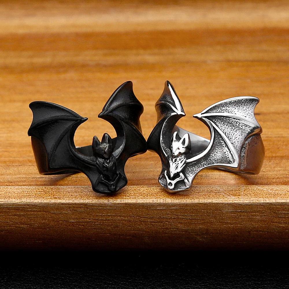 PENDRA Batgoth 316L Stainless Steel Gothic Bat Ring