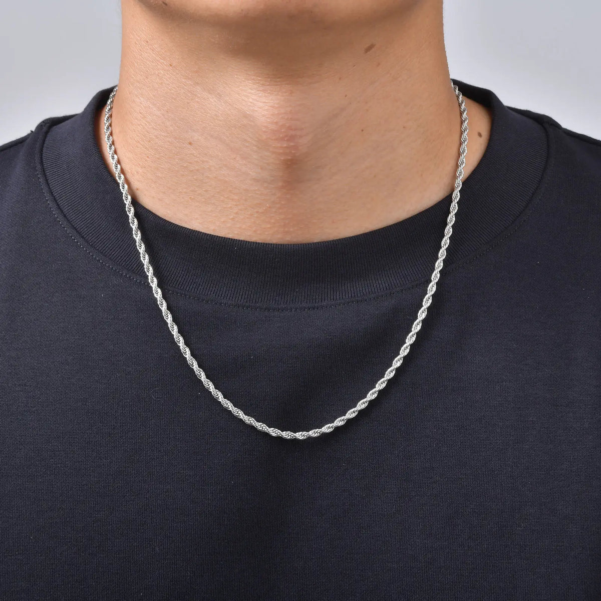 Punk Silver Color Chain Necklace for Men Women,Hip Hop Stainless Steel Braided Link Chokers,Classic Metal Jewelry Gift