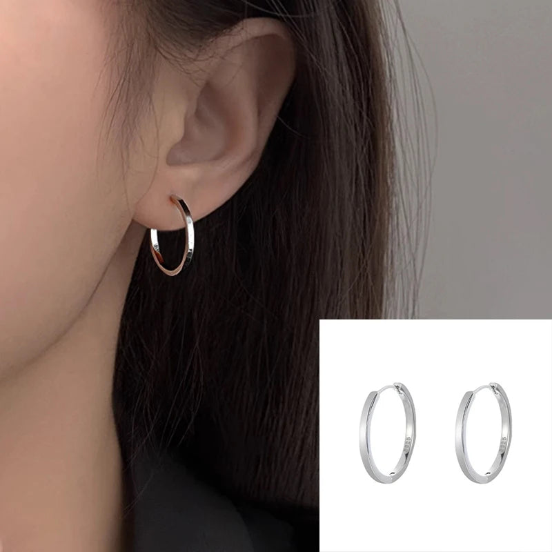 VENTFILLE 925 Sterling Silver Diamond Studded Hoop Earrings for Women Ear Buckle Circle Trendy Jewelry Gift Dropshipping