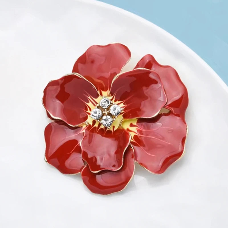 PENDRA Azurea Large Blue Enamel Flower Brooch