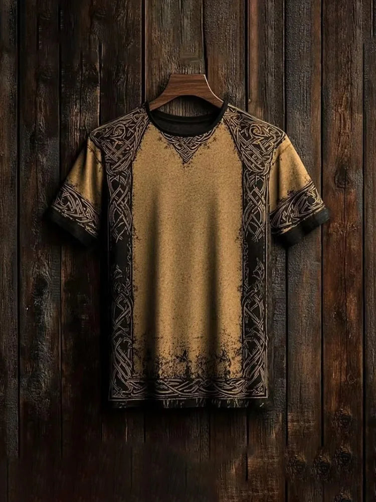 PENDRA Tribal Ethnic Rune-printed Retro Loose-fitting Short-Sleeve T-Shirt