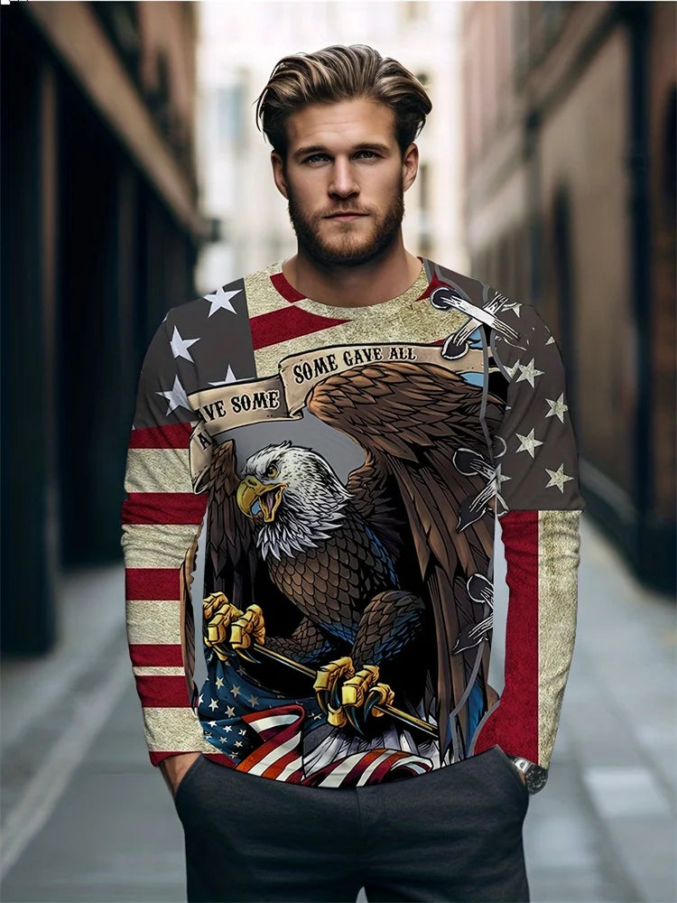 PENDRA Eagle Long Sleeve Print T-Shirt