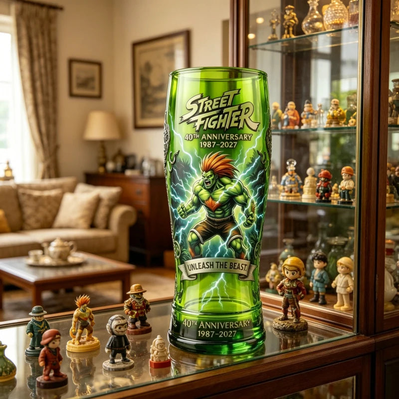 SF Blanka Themed Anniversary Beer Mug Glass Collectible Decor