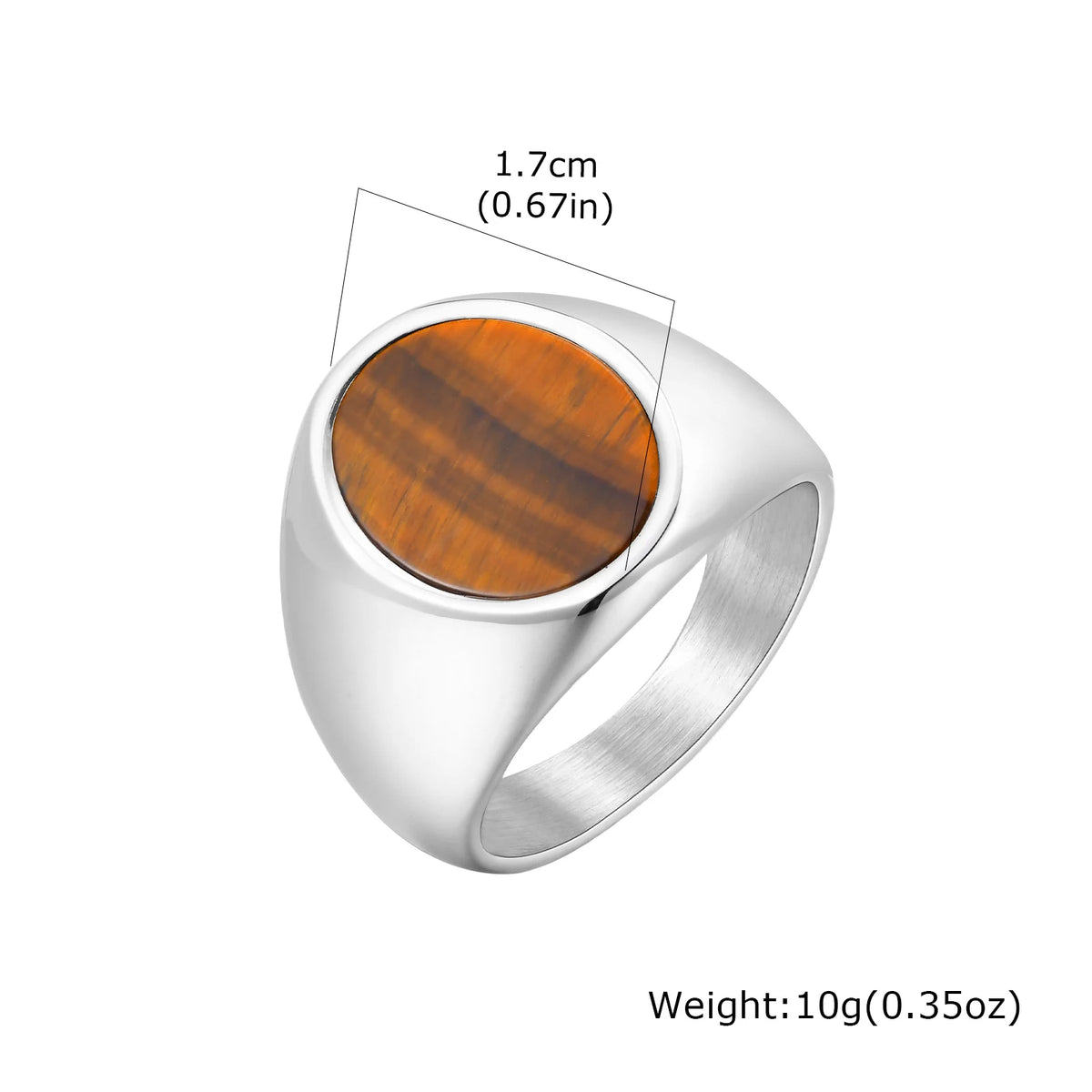Punk Tiger Eye Stone Signet Ring for Men,Vintage Stainless Steel Natural Stone Round Sqare Ring,Stylish Causal Male Jewelry