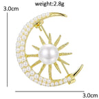 PENDRA Celestine Pearl Sun and Moon Brooch