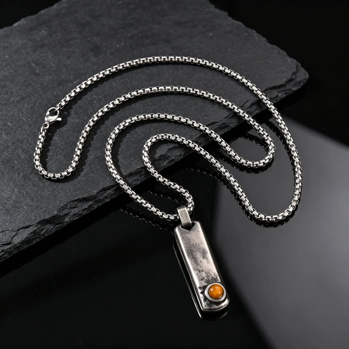 PENDRA Rectangle Bar Stone Pendant Necklace