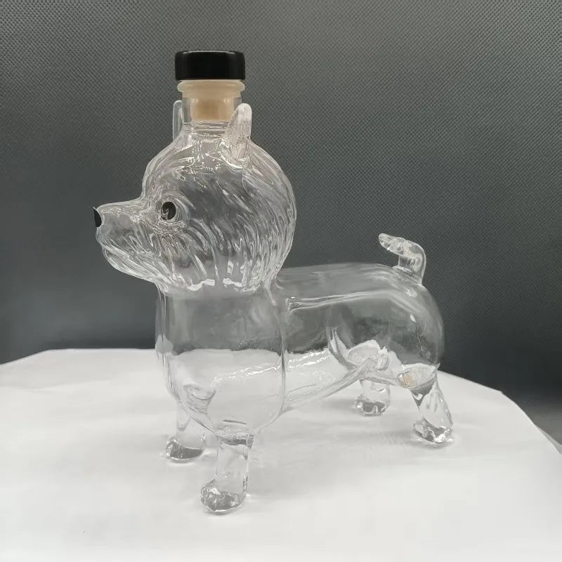 JJWest Highland Terrier Shaped Whiskey Decanter, Clear Glass Liquor Bottle for Bourbon/Brandy, Unique Bar Decor & Dog Lover Gift