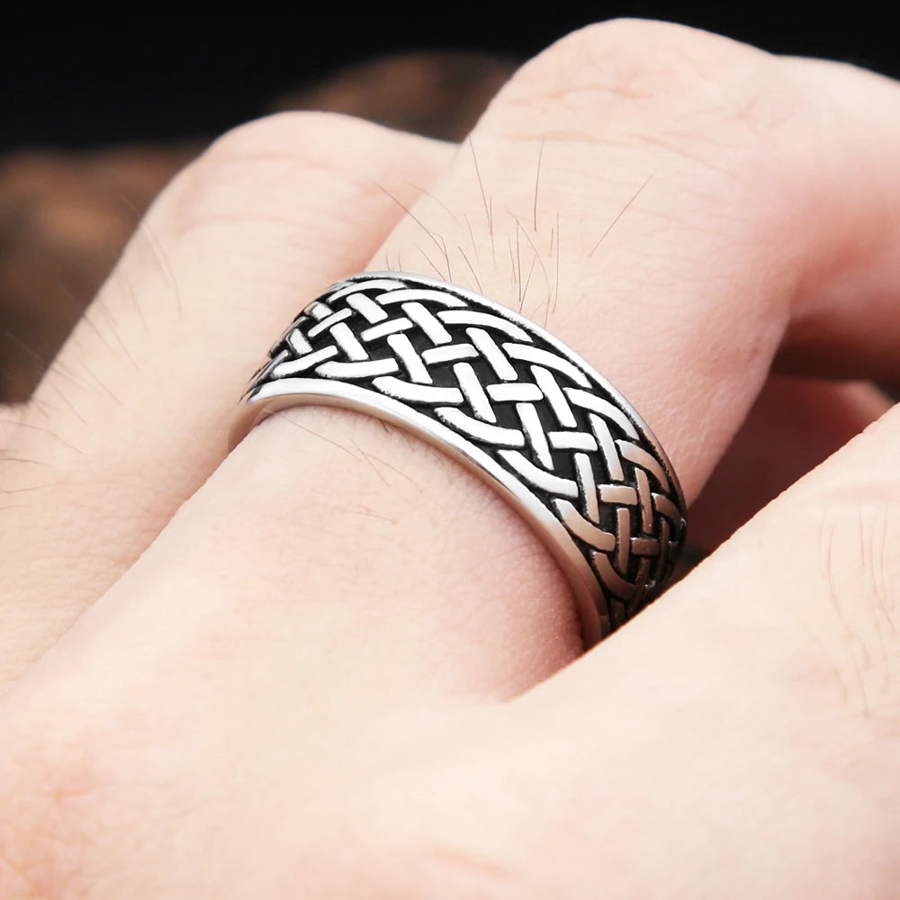 PENDRA Runeband Simple Stainless Steel Viking Ring