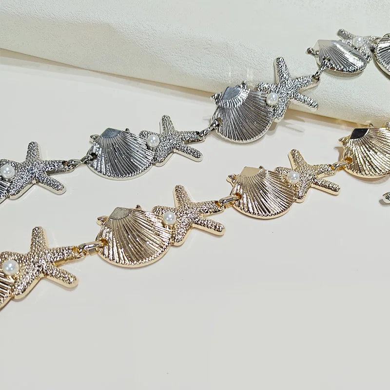 Vintage Metal Starfish Conch Seaside women's Waist Belly Belt Chain for Women New Fashion Boho Summer Beach Sexy Body Jewelry