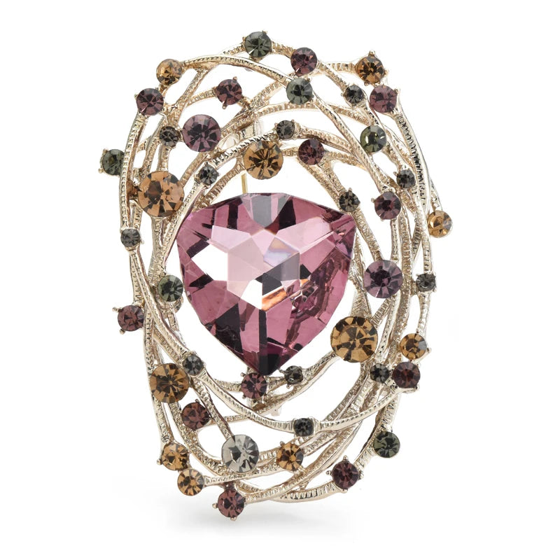 PENDRA Geometra Sparkling Crystal Geometric Brooch