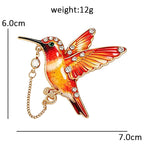 PENDRA Hummingchain 4-Color Enamel Rhinestone Hummingbird Brooch