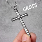 PENDRA Dragon Scale Cross Steel Necklace