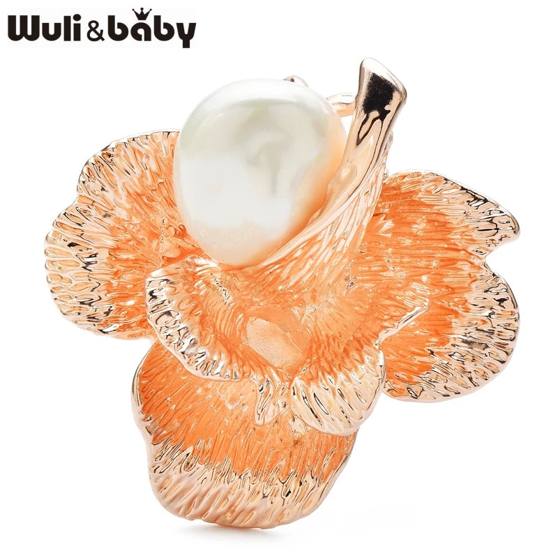 PENDRA Roselle Pearl Rose Flower Brooch