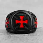 Red Cross Black Stainless Steel Mens Rings Religion Punk Hip Hop for Male Boyfriend Biker Jewelry Creativity Gift Wholesale